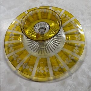 2 PC EAPG George Duncan & Sons Amberette Paneled Daisy Button Serving Set c.188